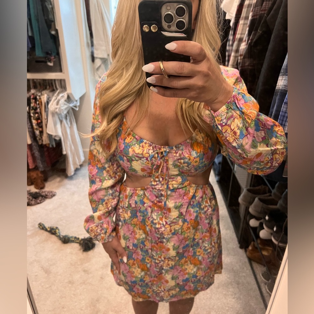 Floral, long sleeve dress
